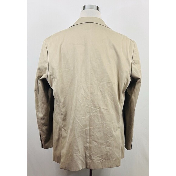 Jos A Bank 46L Tailored Fit Sport Coat Beige 100% Cotton Two Button Double Vents - Picture 6 of 8